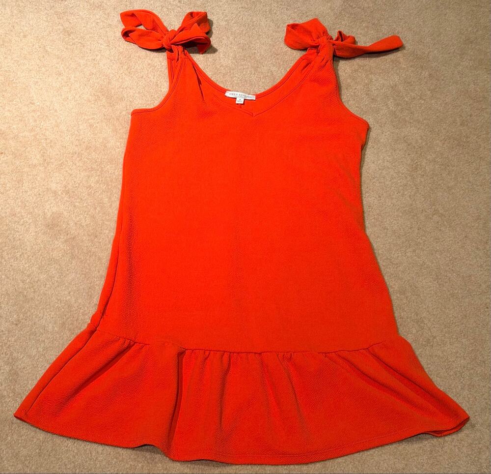 Green Envelope Womens Orange Tie Strap V-Neck Drop Waist Mini Dress Size M